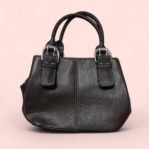 Brown leather handbag